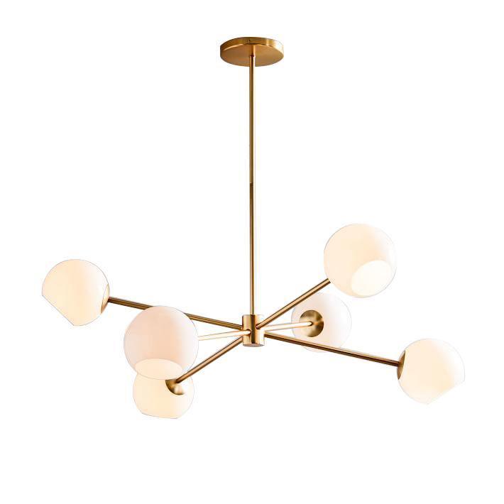 Staggered Glass 6 Light Crown Chandelier