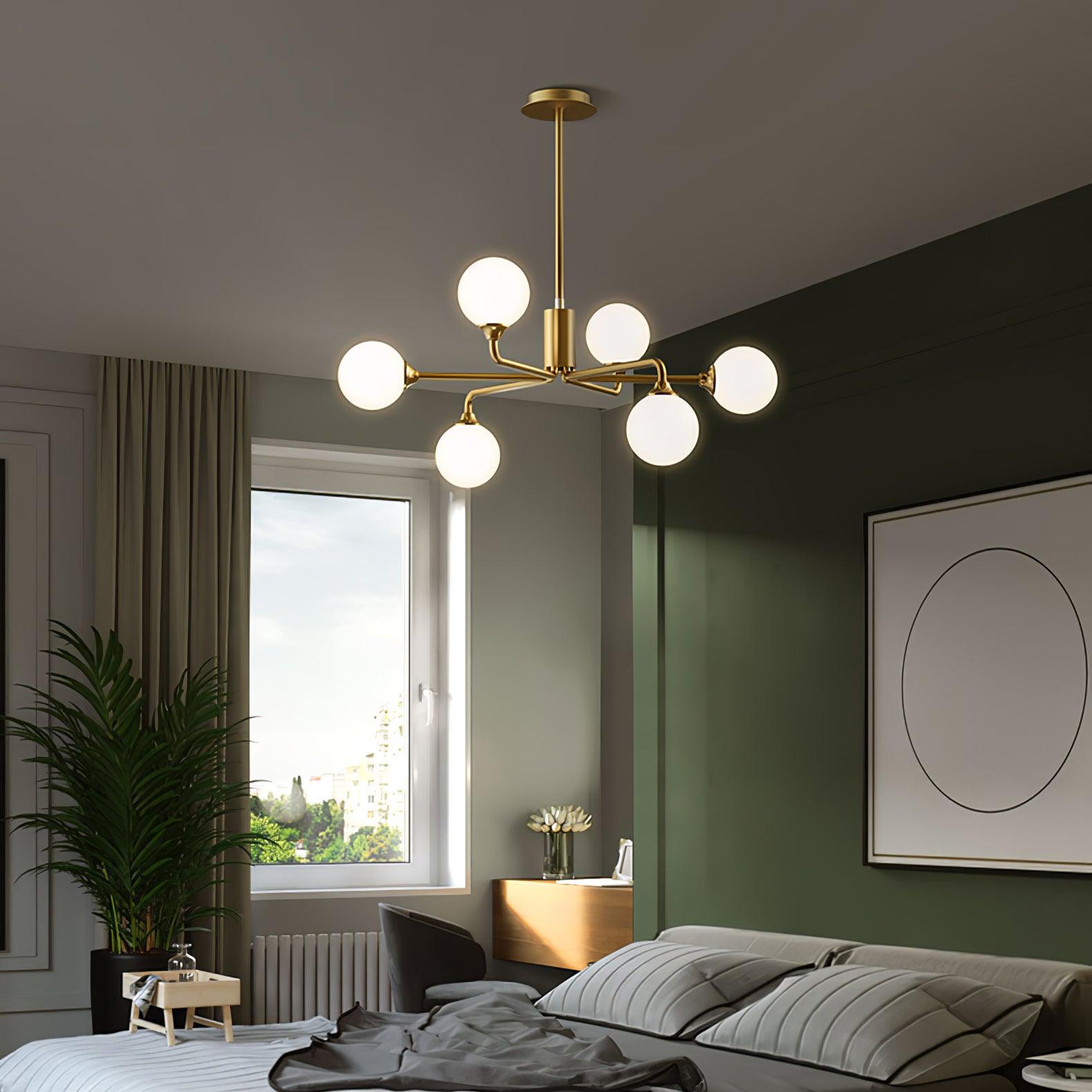 Staggered Glass Globes Candelabrum Chandelier