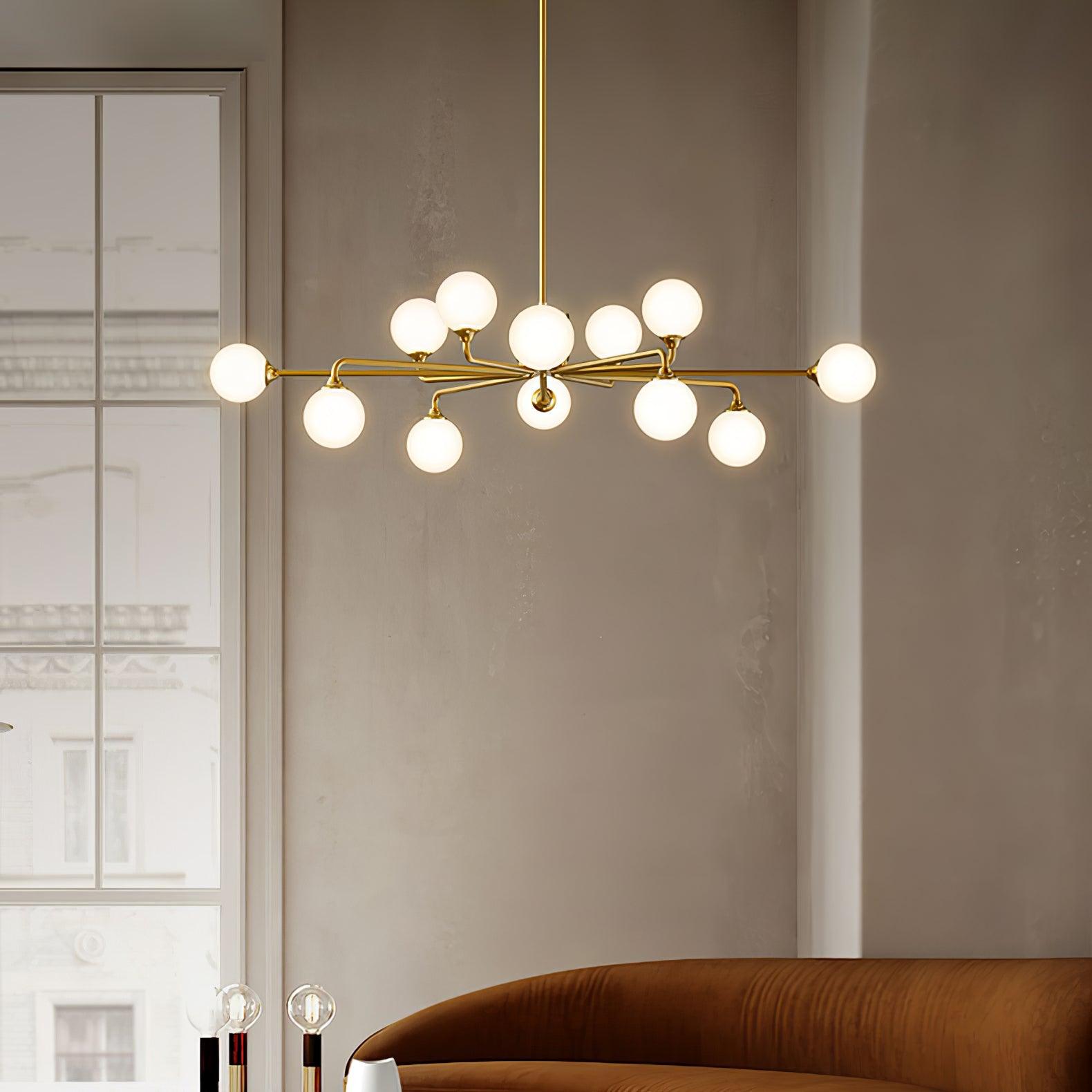 Staggered Glass Globes Candelabrum Chandelier