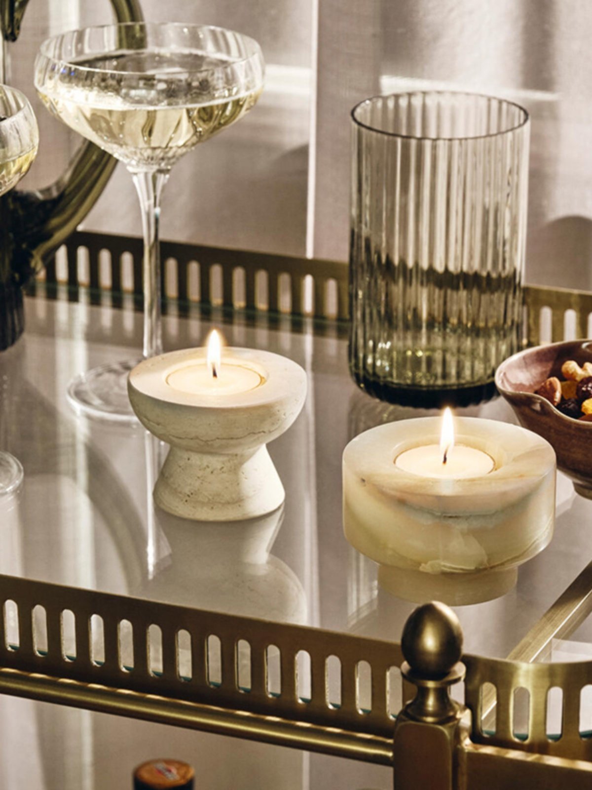 Stone Halo Candle Holder Set