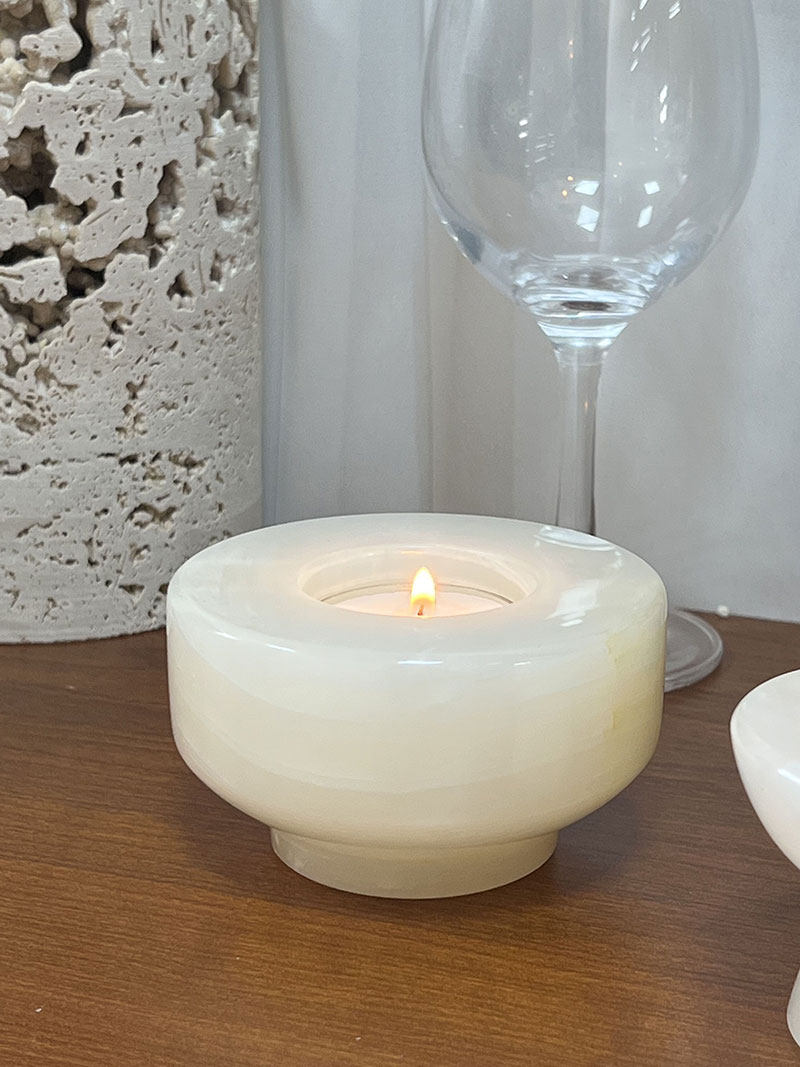 Stone Halo Candle Holder Set