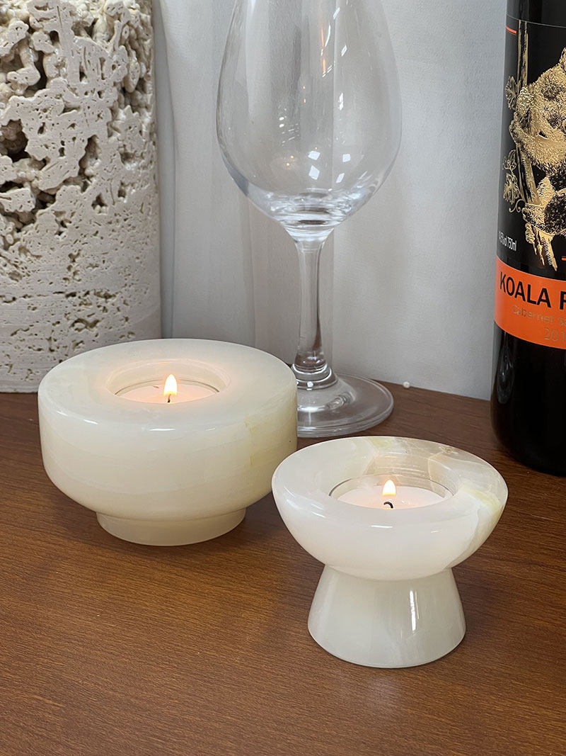 Stone Halo Candle Holder Set