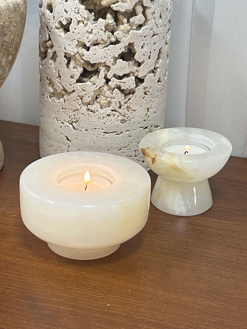 Stone Halo Candle Holder Set