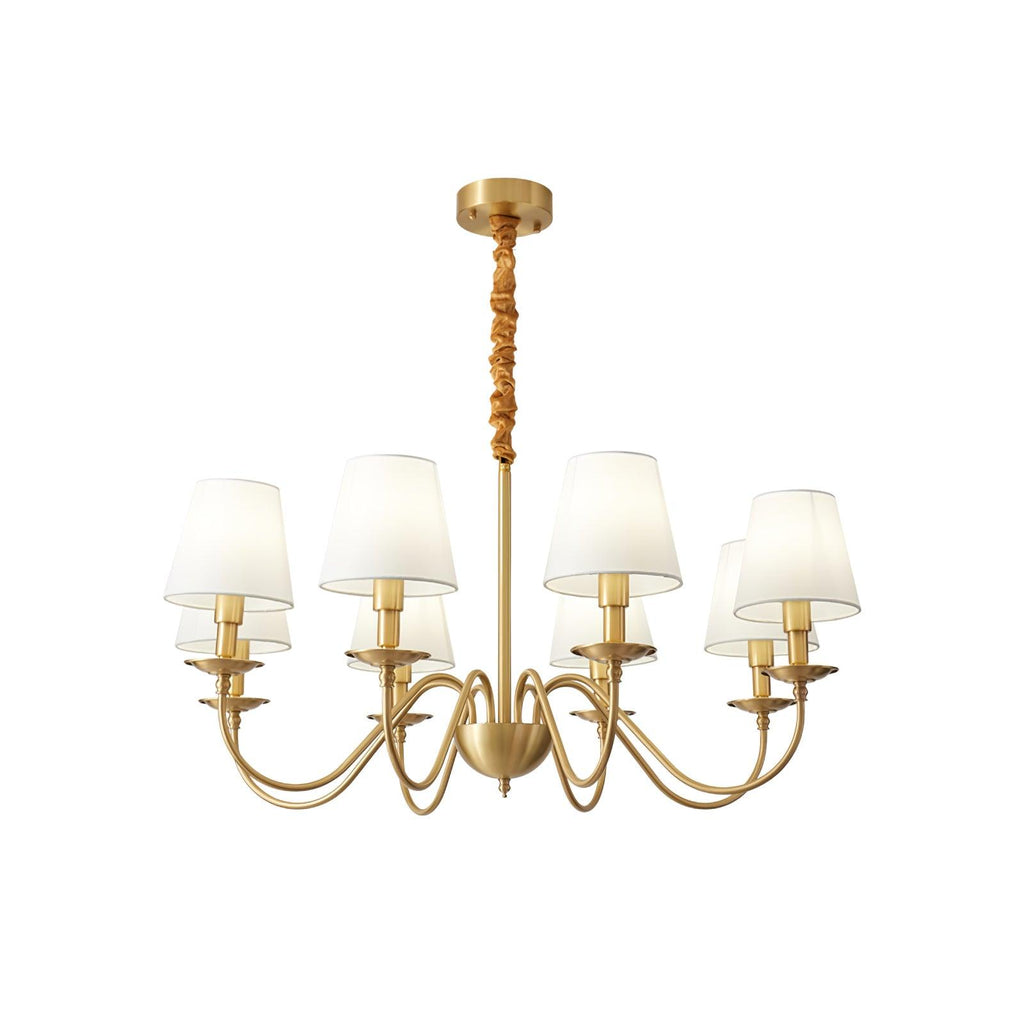 Tapered Fabric Brass Candelabrum Chandelier