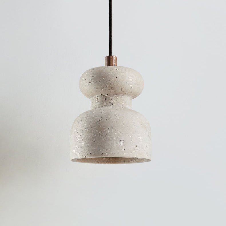 Textured Travertine Gourd Pendant Light