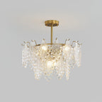Tiered Carved Glass Crown Chandelier