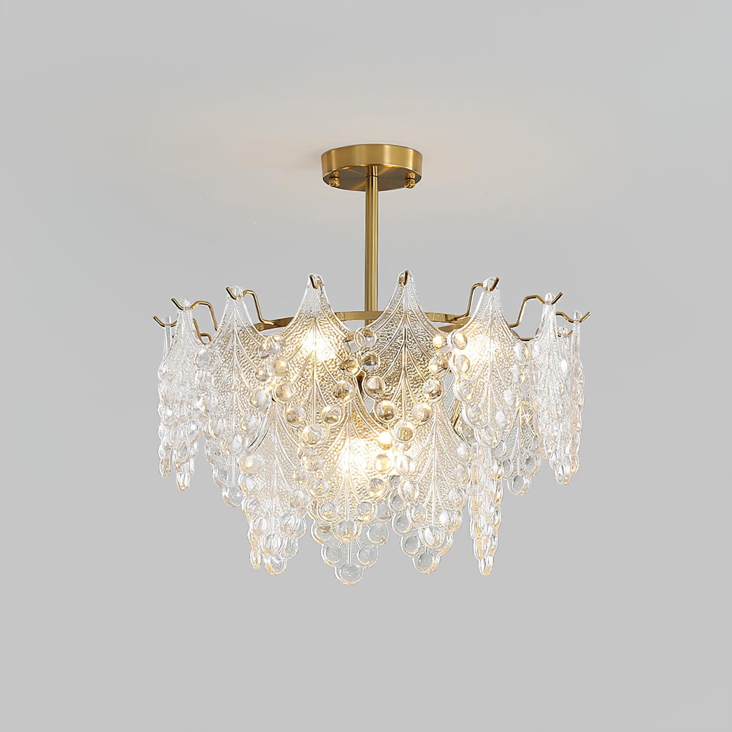 Tiered Carved Glass Crown Chandelier