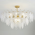 Tiered Carved Glass Crown Chandelier