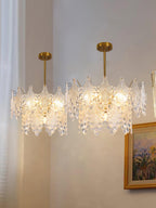 Tiered Carved Glass Crown Chandelier