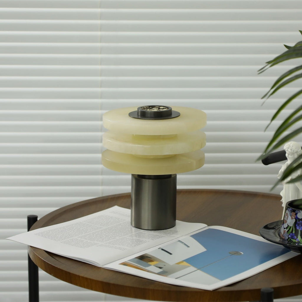 Tiered Obelisk Alabaster Table Lamp