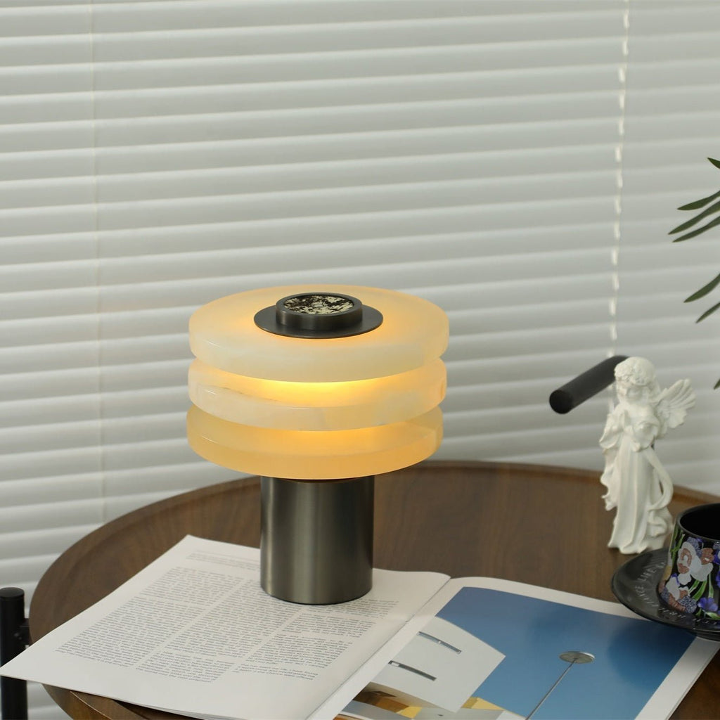 Tiered Obelisk Alabaster Table Lamp