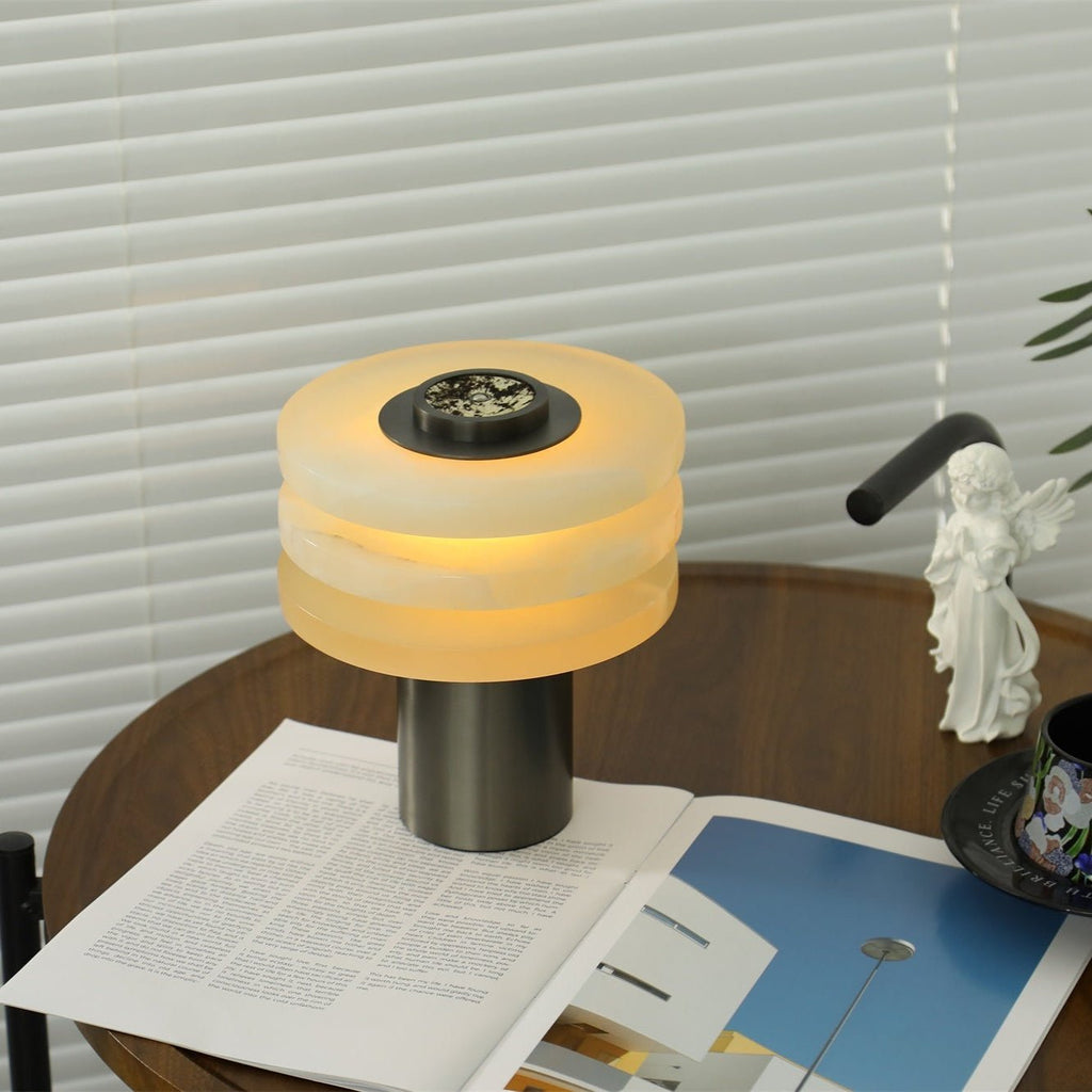 Tiered Obelisk Alabaster Table Lamp