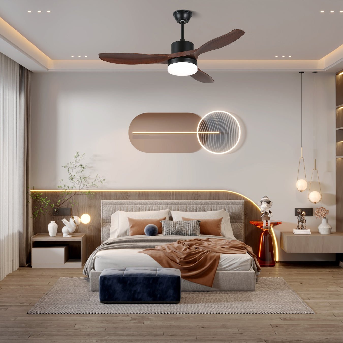 Morty Adams Wooden 48"/52" Ceiling light Ceiling Fan Light
