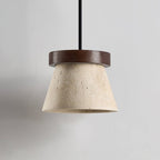 Travertine Cone Ring Pendant Light