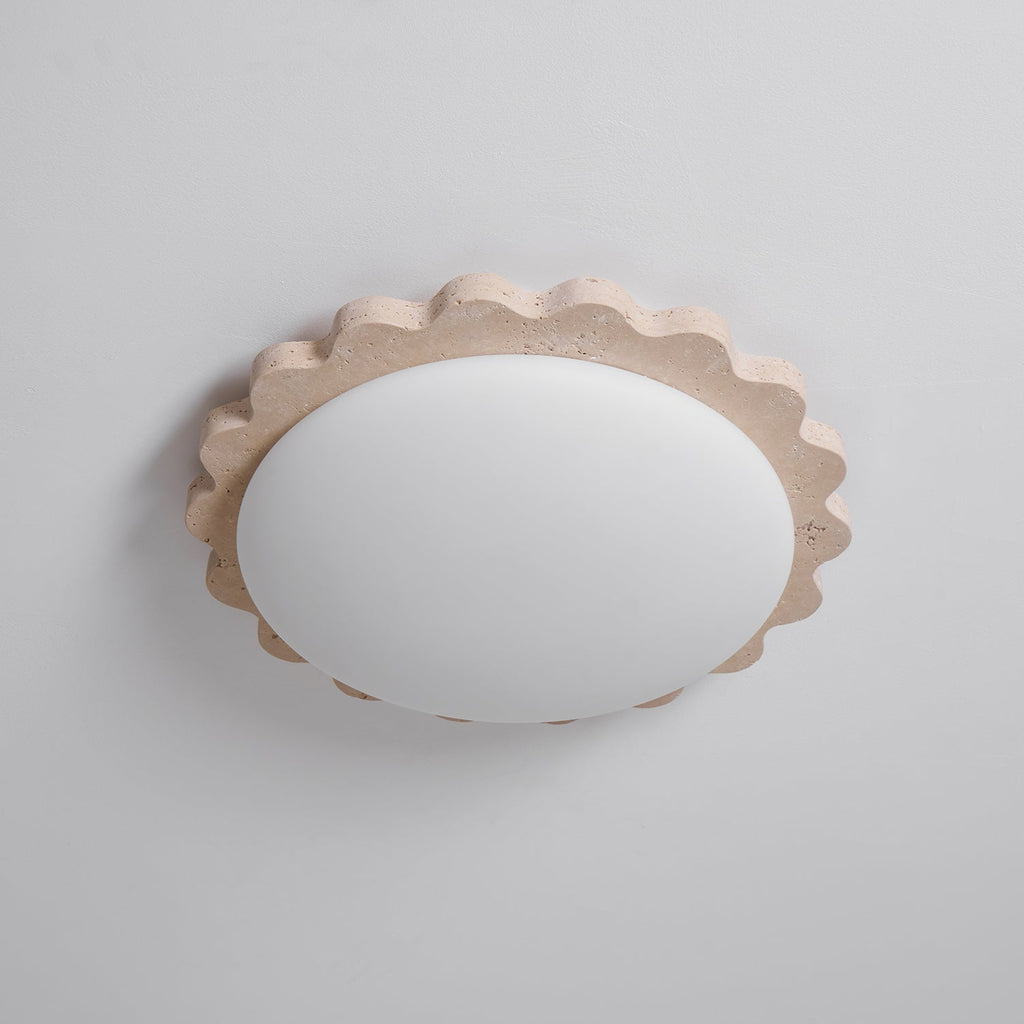 Travertine Scallop Edge Ceiling Light