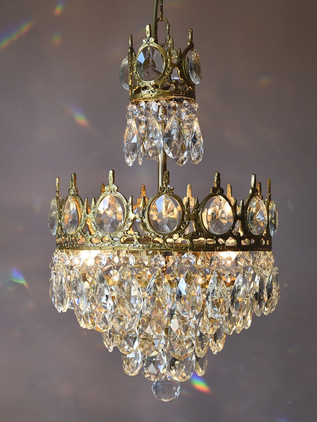 Vintage Crystal Crown Chandelier