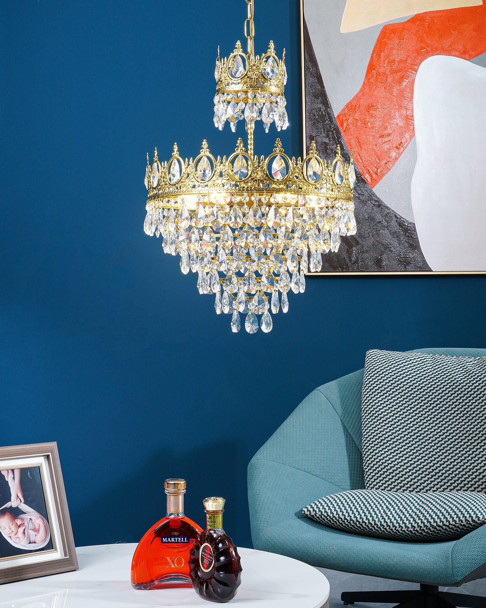 Vintage Crystal Crown Chandelier