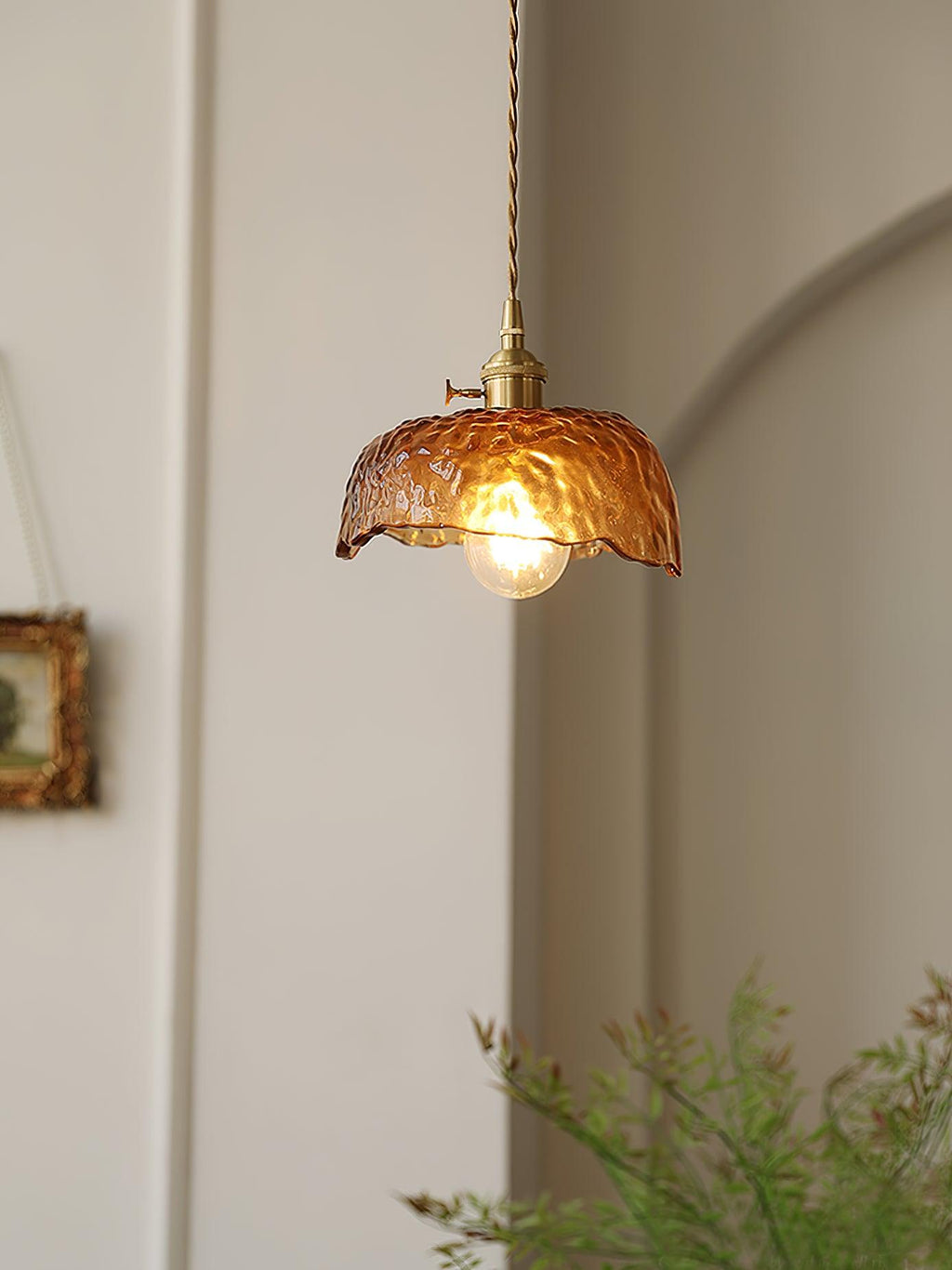 Vintage Brown Glass Ceiling light fitting Pendant Light