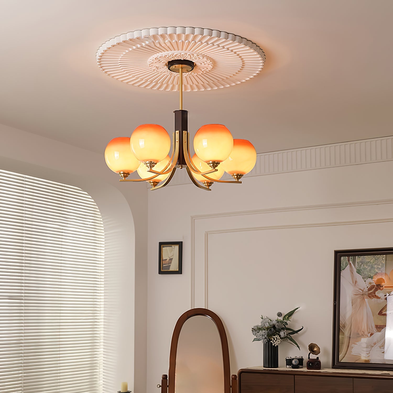 Vintage Caramel Globe Pendant light Chandelier