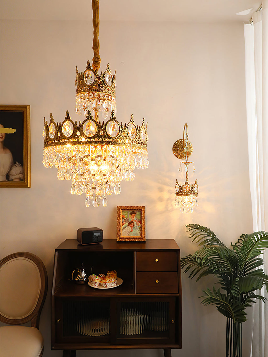 Vintage Crystal Crown Chandelier
