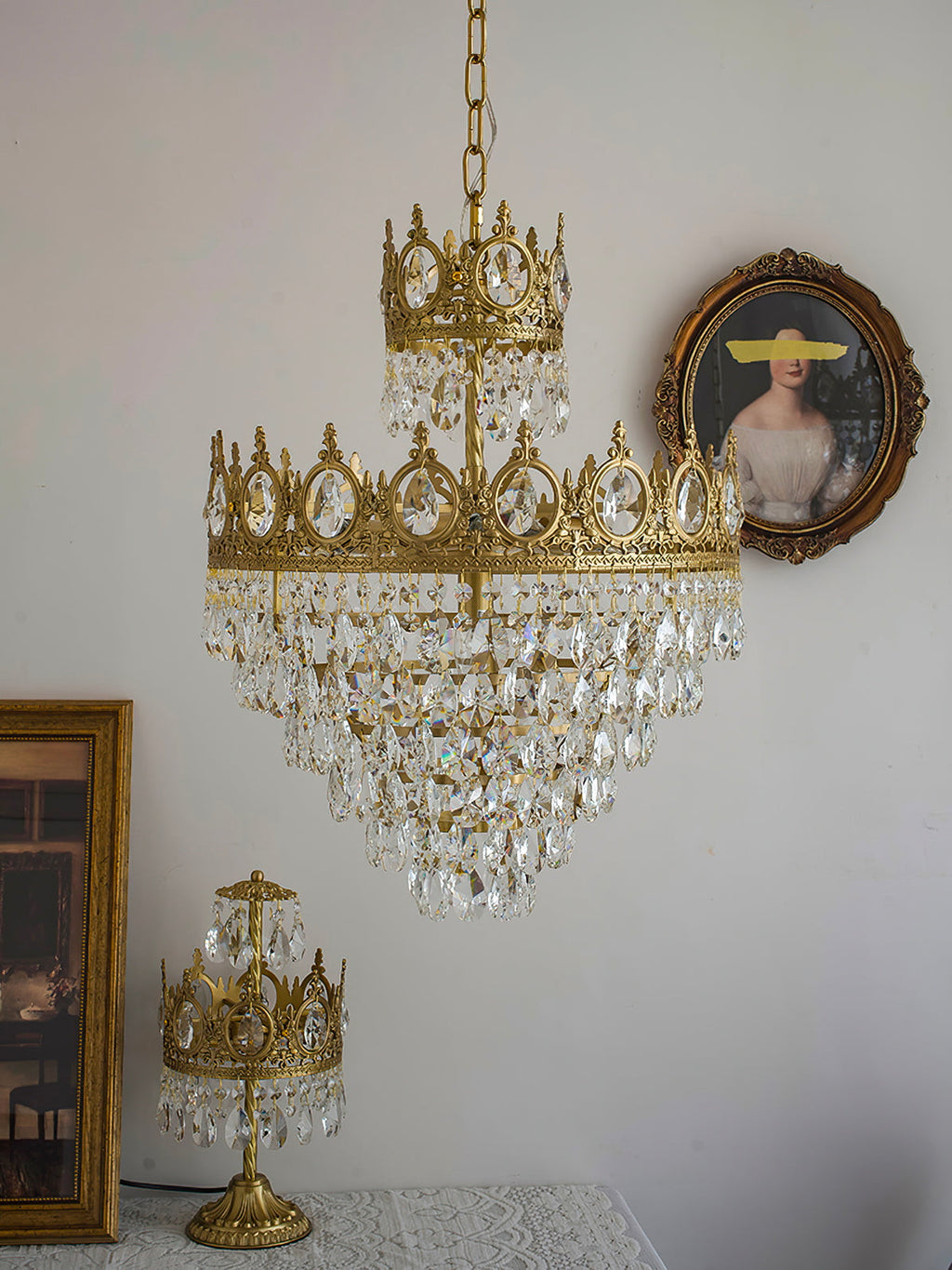 Vintage Crystal Crown Chandelier
