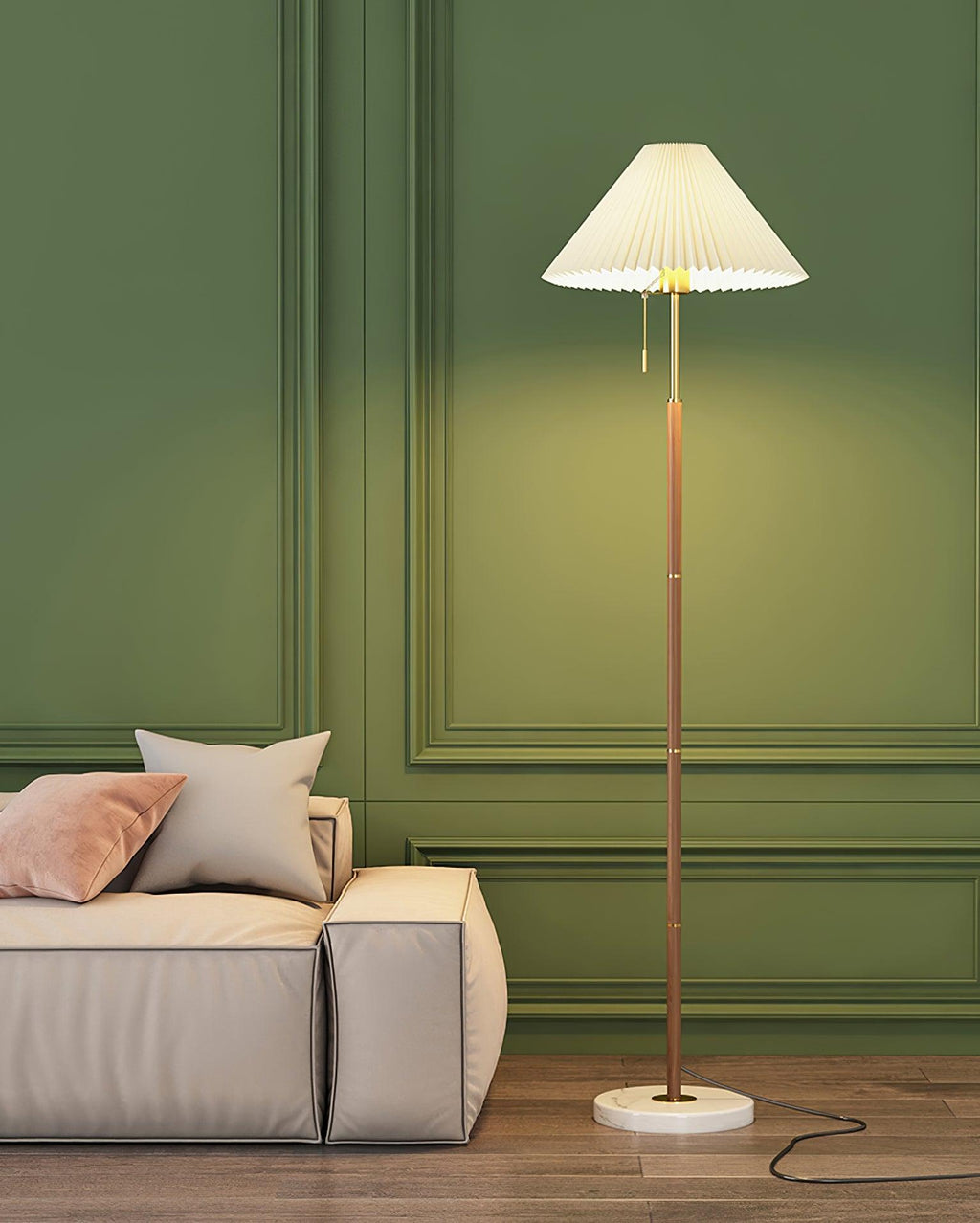 Vintage Pleated Tall Lamp Floor Lamp