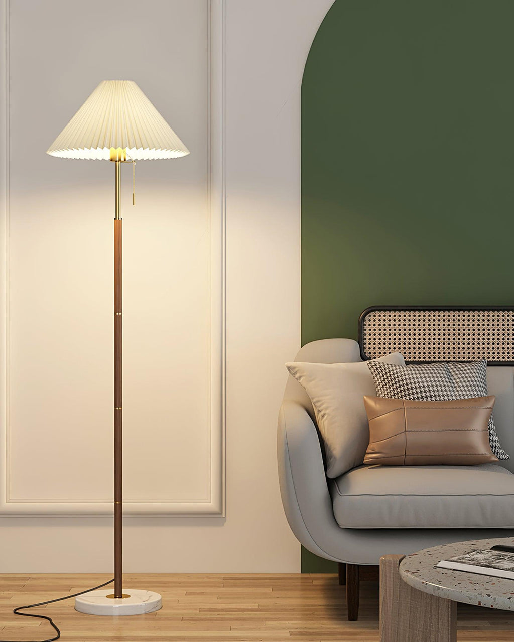 Vintage Pleated Tall Lamp Floor Lamp