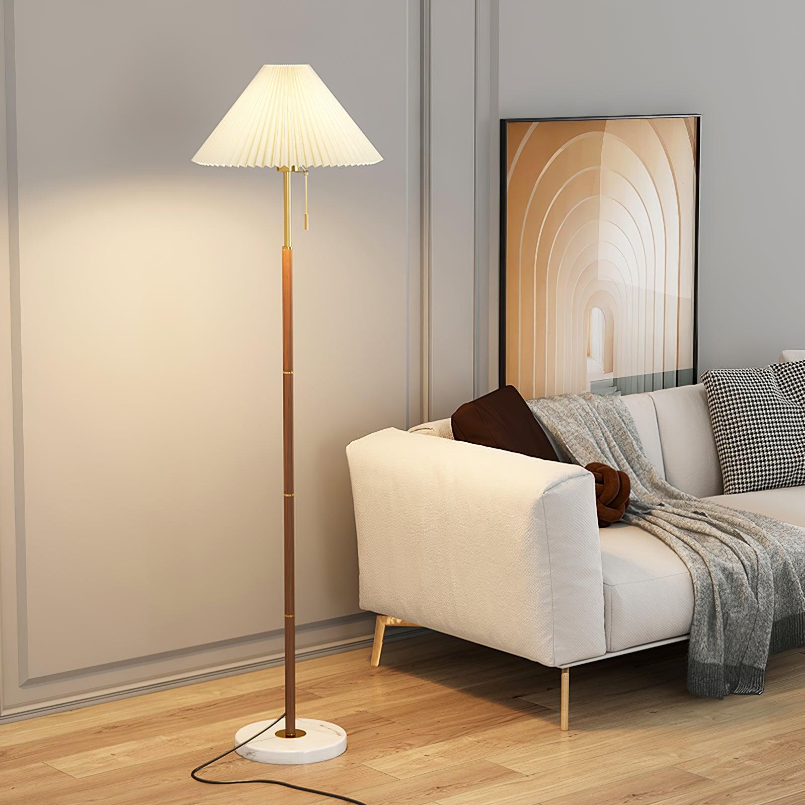 Vintage Pleated Tall Lamp Floor Lamp