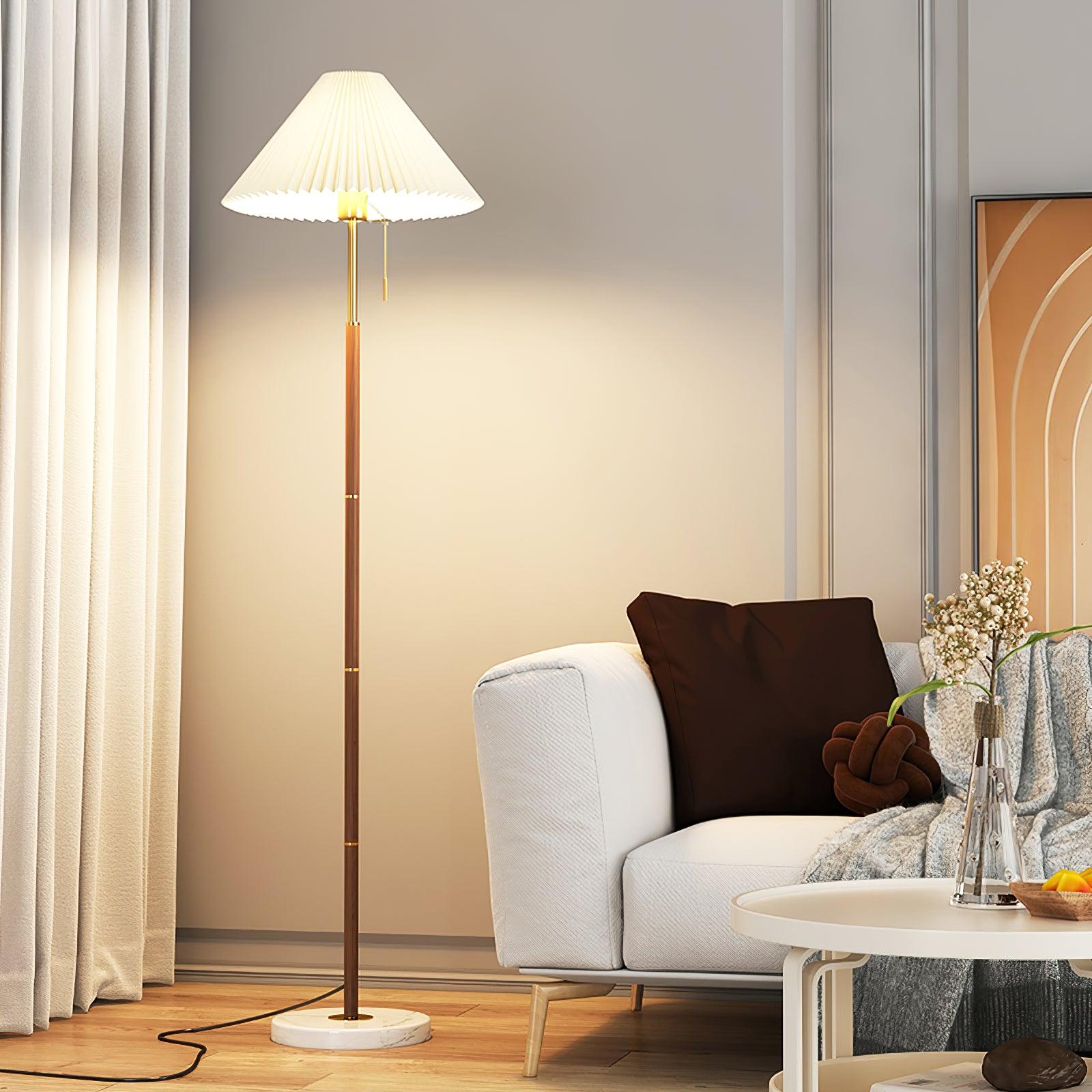 Vintage Pleated Tall Lamp Floor Lamp