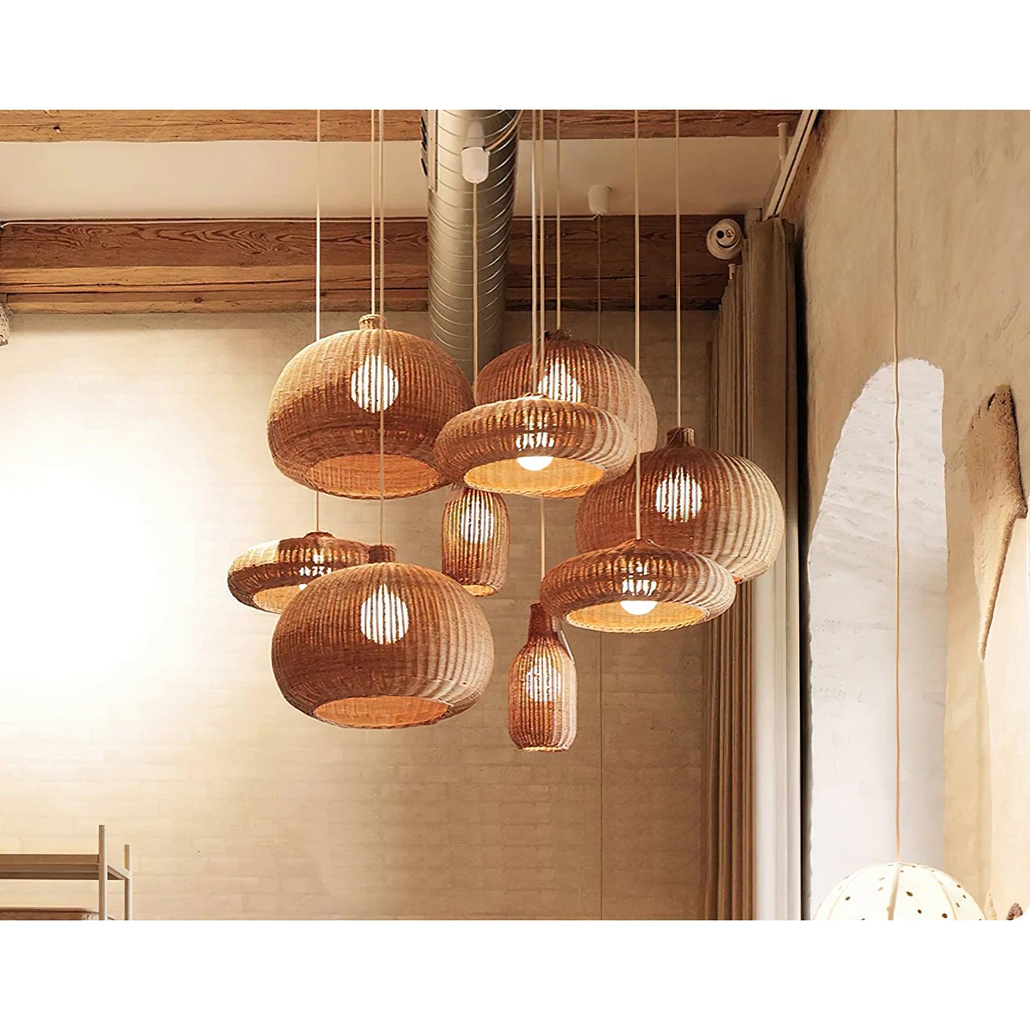 Vintage Rattan Hanging light Pendant Lamp