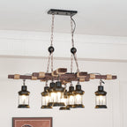 Vintage Wood Glass Ceiling fixture Chandeliers