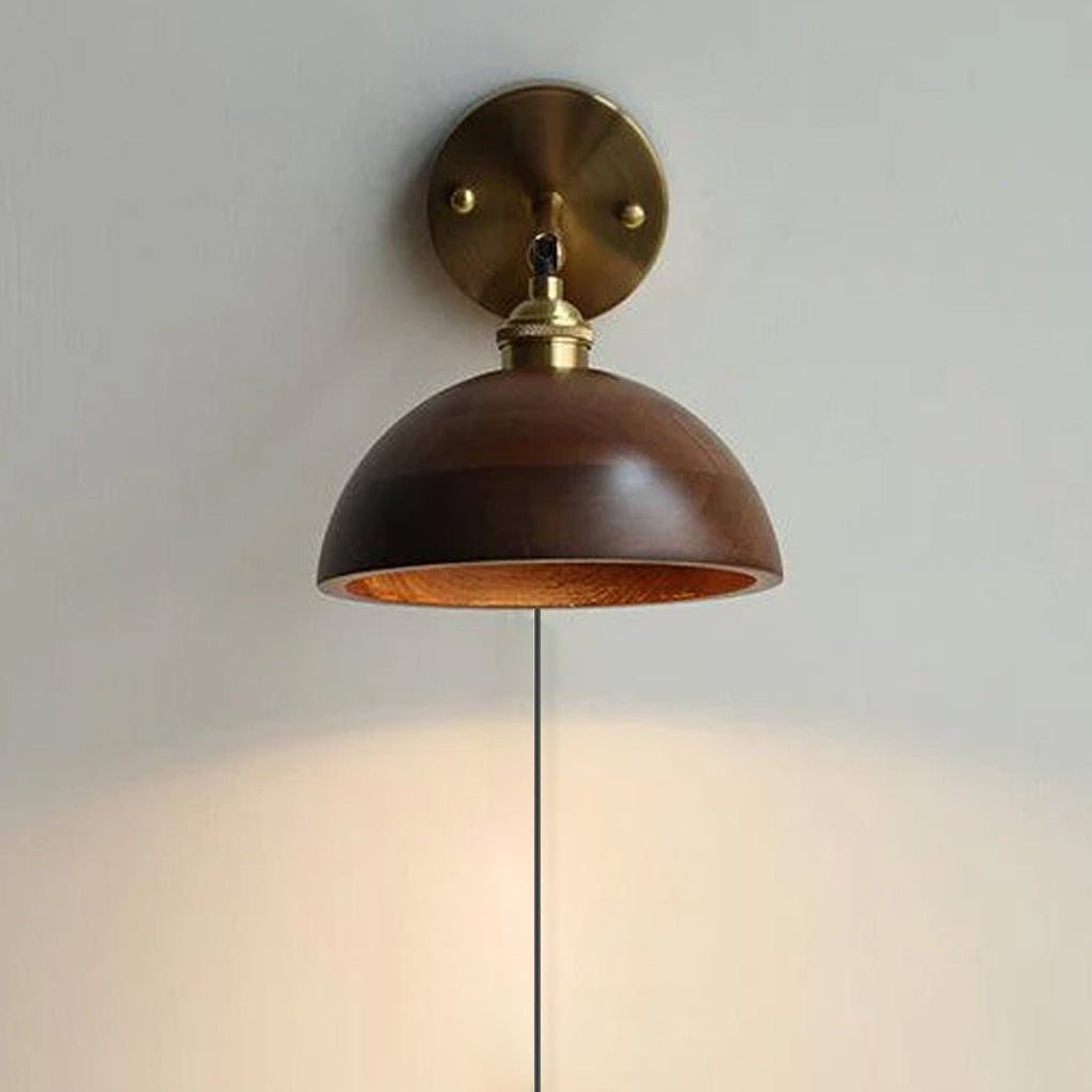 Vintage Wood Plug-in Sconce Wall Lamp