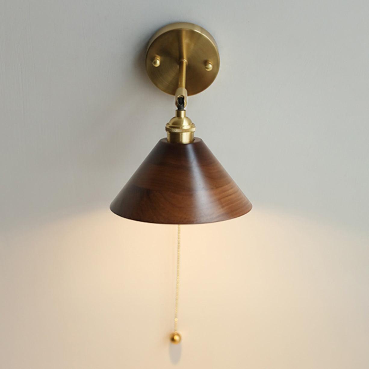 Vintage Wood Plug-in Sconce Wall Lamp