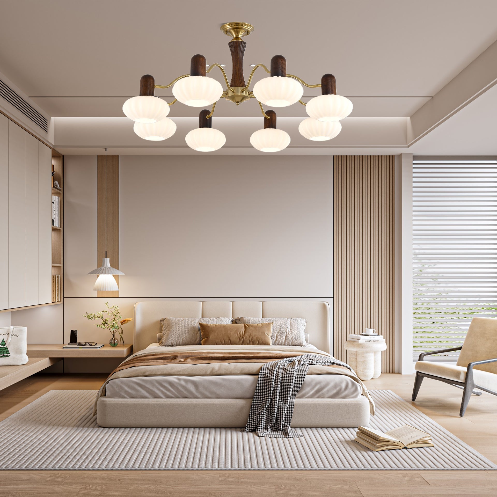 Walnut Color Embrace Gasolier Chandelier