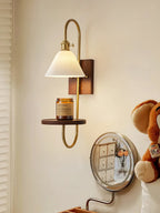 Walnut Shelf Wall light fixture Sconce