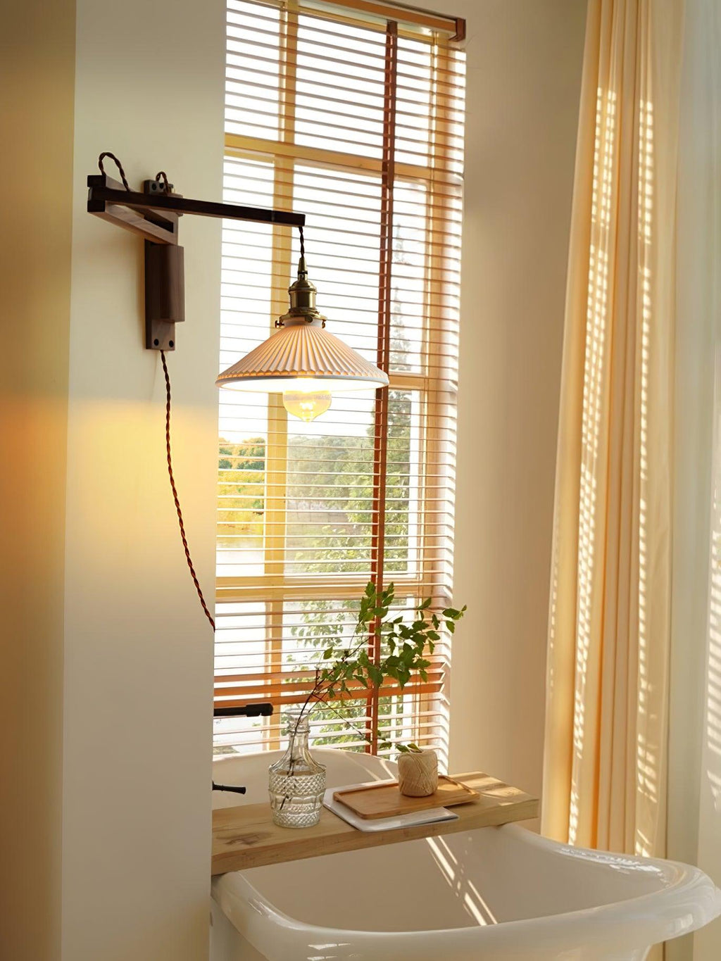 Walnut Swing Arm Bracket light Wall Lamp