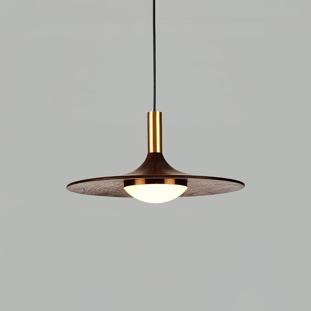 Walnut Wood Dish Droplight Pendant Light