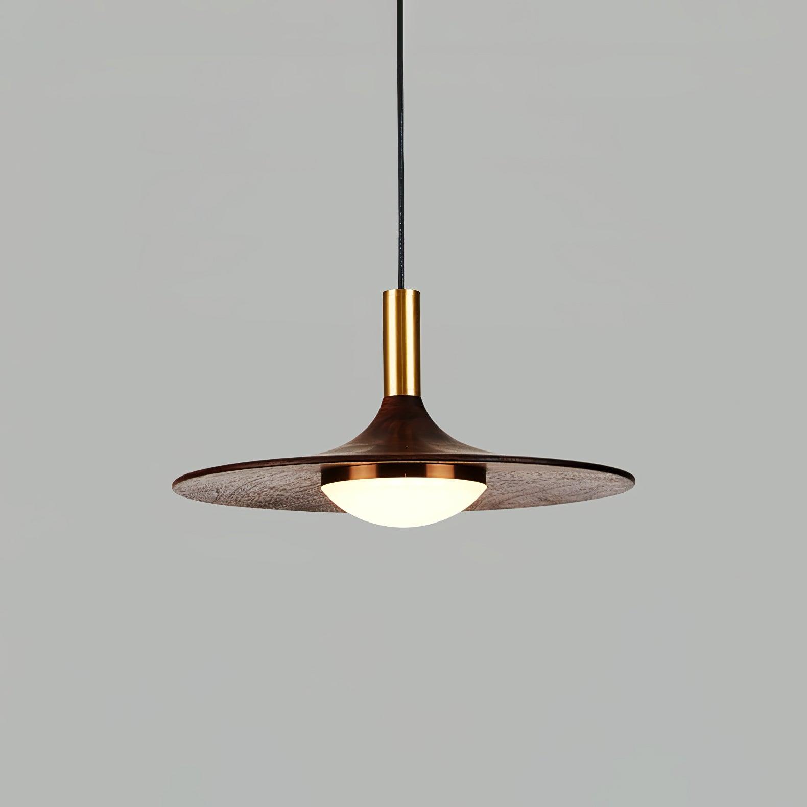Walnut Wood Dish Droplight Pendant Light