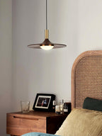 Walnut Wood Dish Droplight Pendant Light