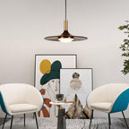 Walnut Wood Dish Droplight Pendant Light
