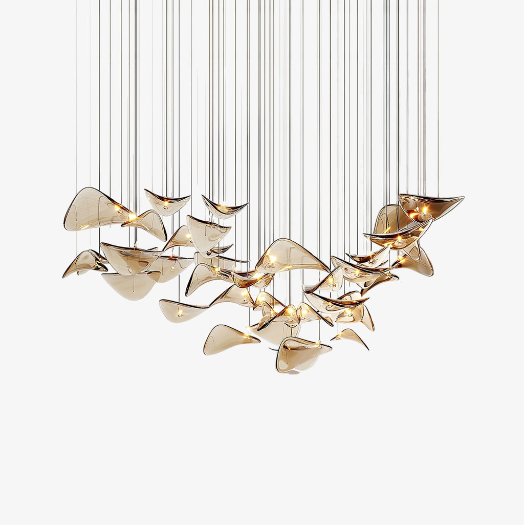 Wave Floating Leaf Crown Chandelier