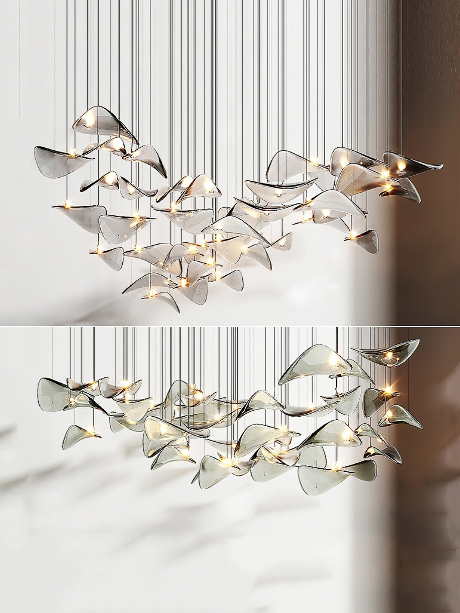 Wave Floating Leaf Crown Chandelier
