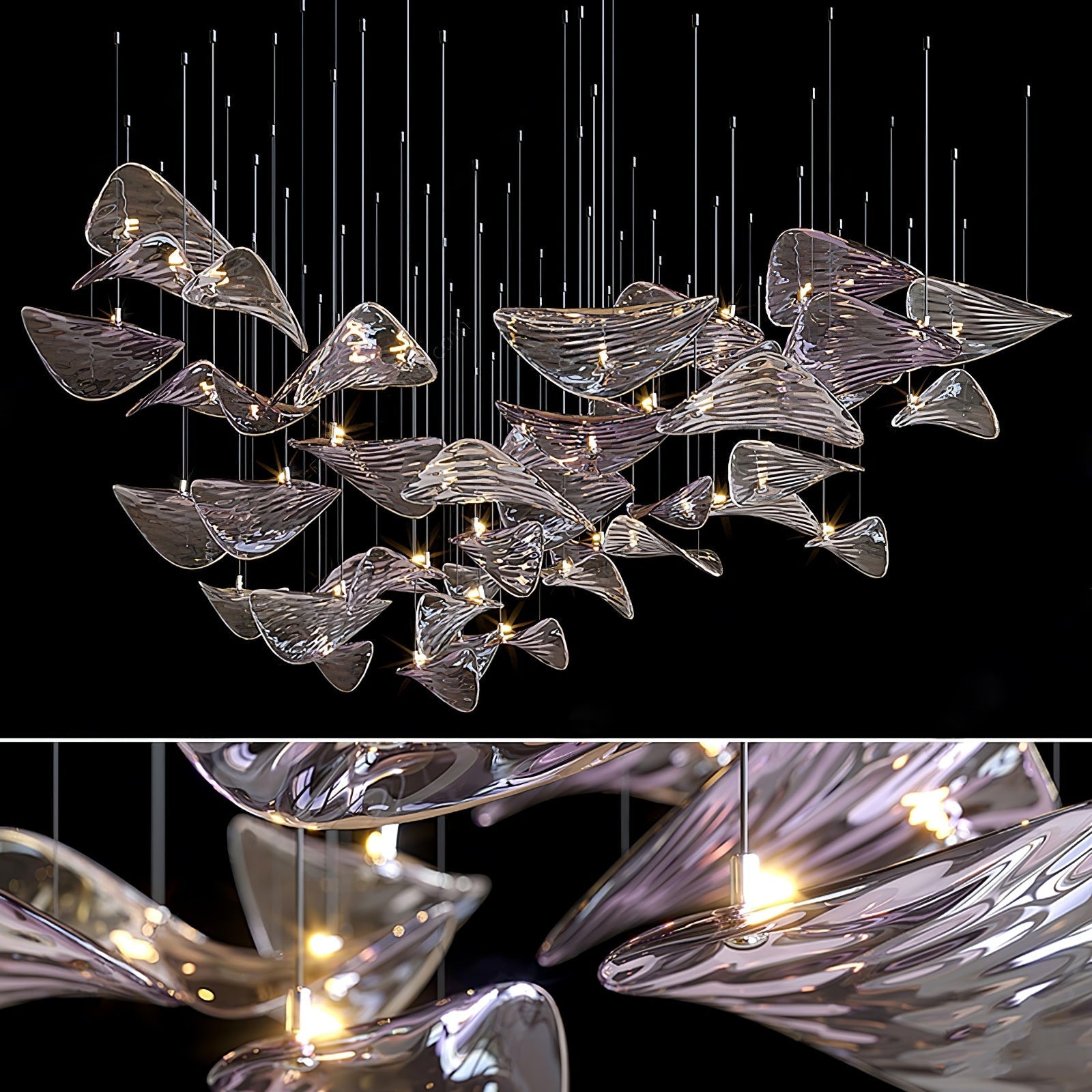 Wave Floating Leaf Crown Chandelier