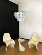 White Murano Disc Gasolier Chandelier