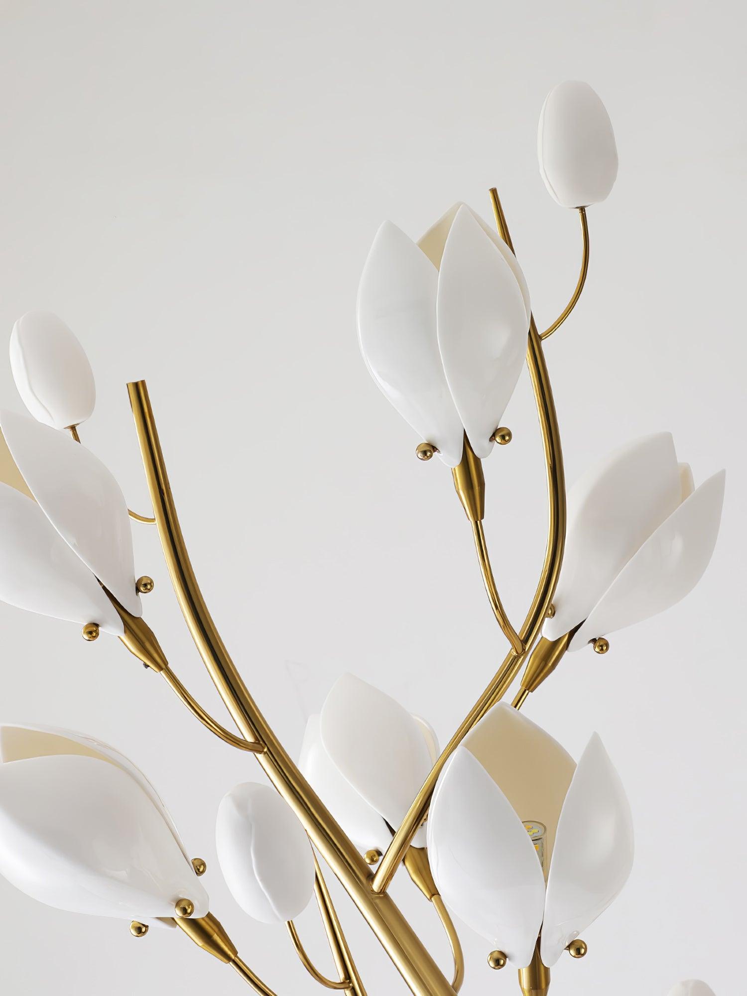 Porcelain Magnolia Torchiere Lamp Floor Lamp