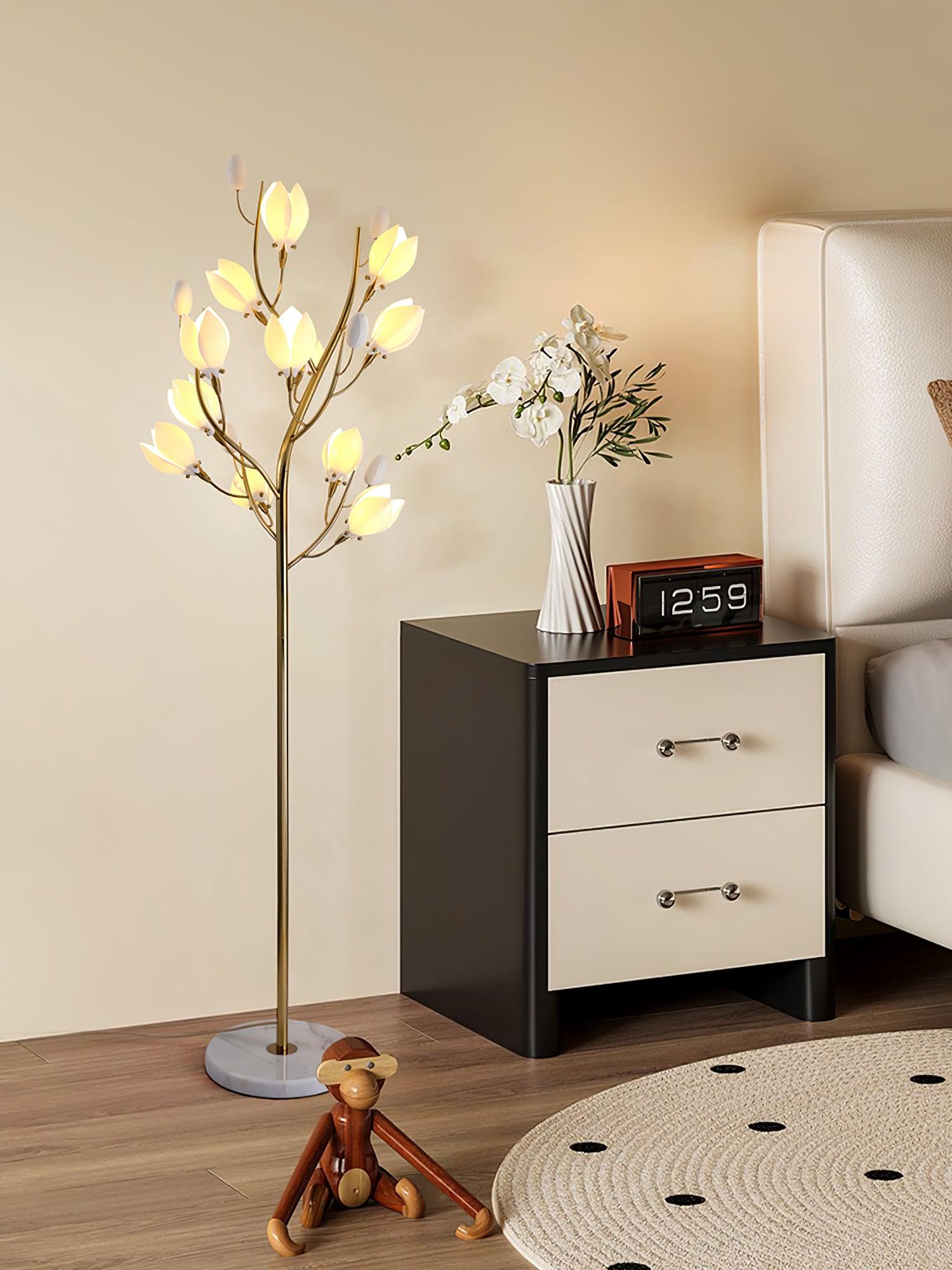 Porcelain Magnolia Torchiere Lamp Floor Lamp