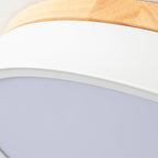 White Round Wooden Flush mount light Ceiling Lamp