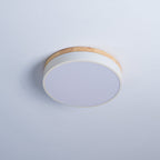 White Round Wooden Flush mount light Ceiling Lamp