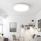 White Round Wooden Flush mount light Ceiling Lamp