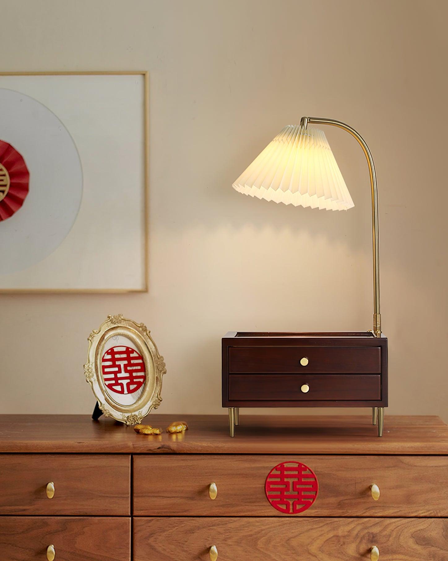 Wood Drawer Portable lamp Table Lamp